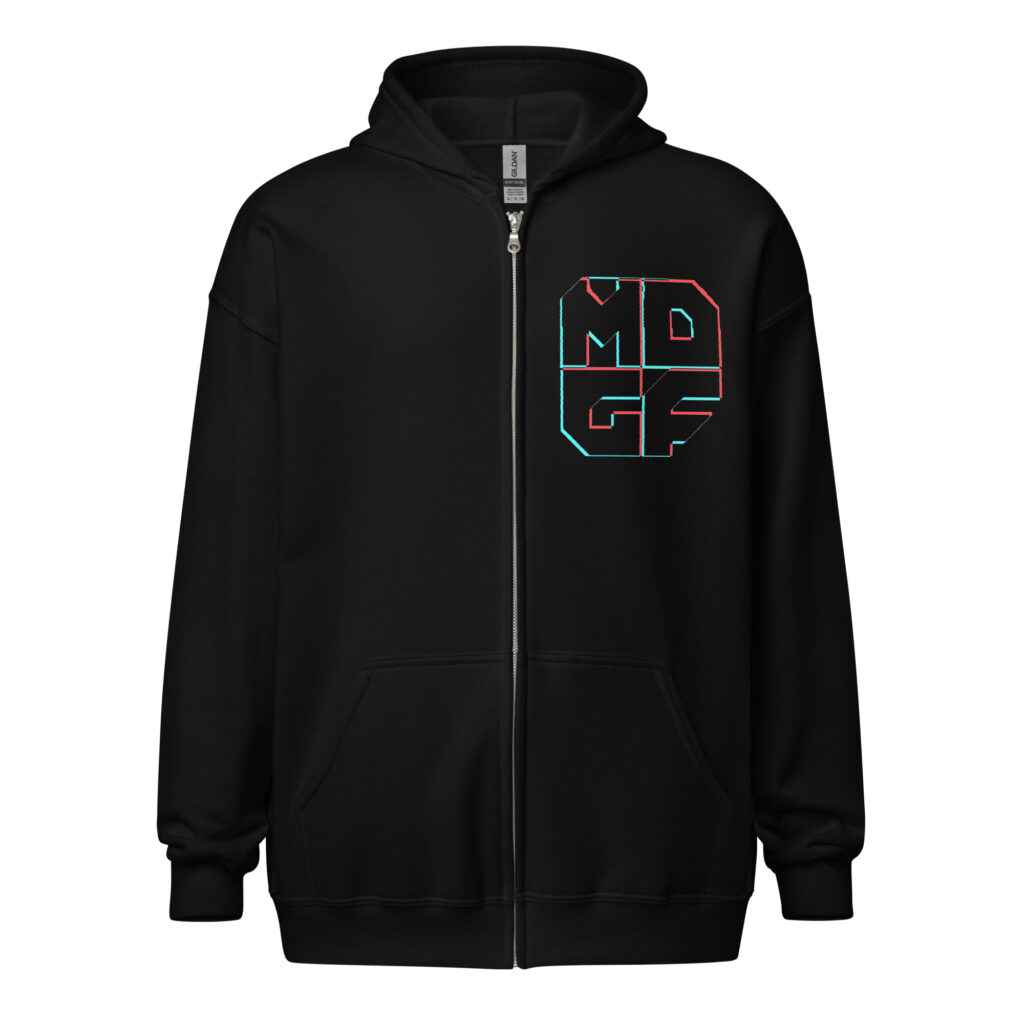 Sweat à capuche épais MDGF Glitch Logo Transparent - unisexe à fermeture éclair