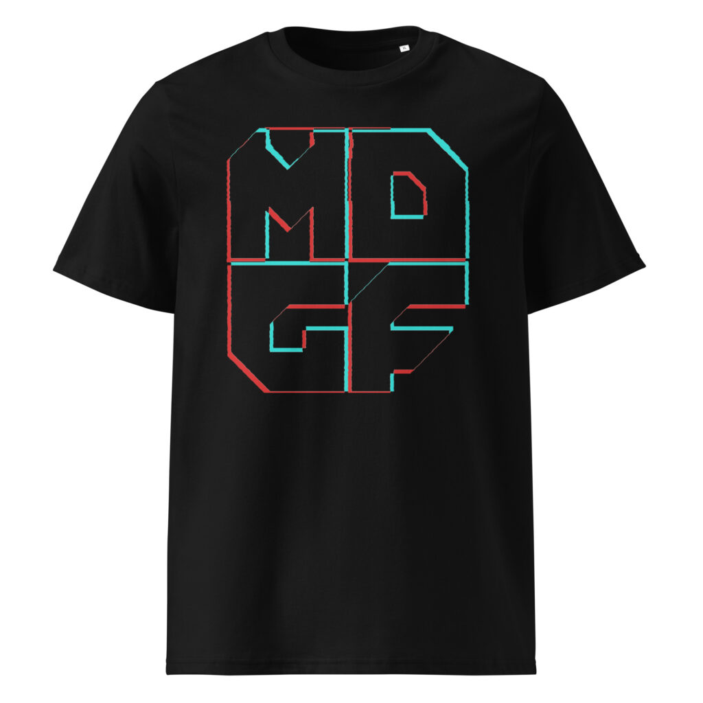 T-shirt unisexe "MDGF Glitch Logo big" en coton biologique